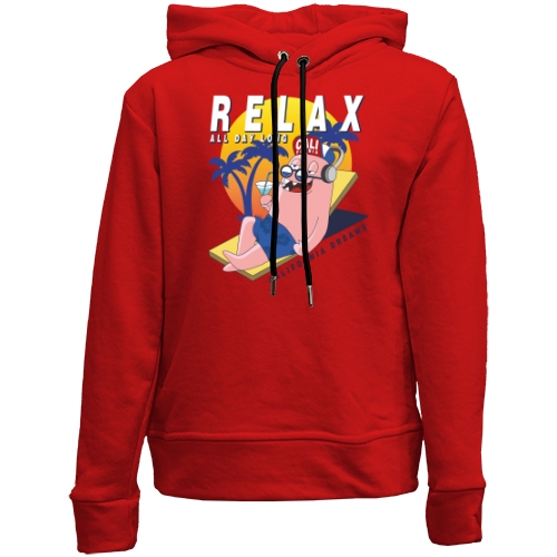 Дитячій худі без флісу з чоловічком і написом Relax
