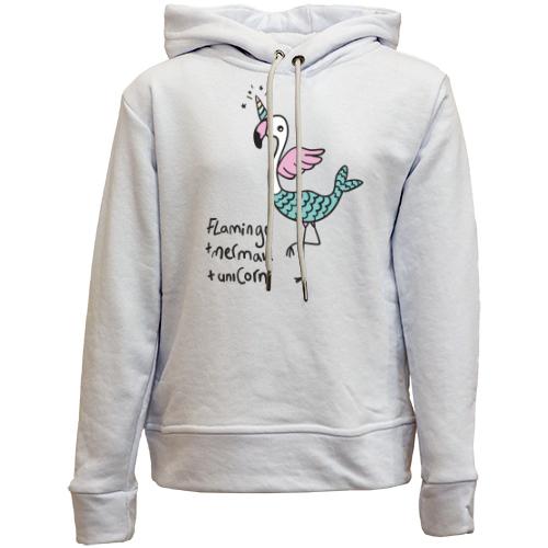 Детский худи без флиса Flamingo + Mermaid + Unicorn