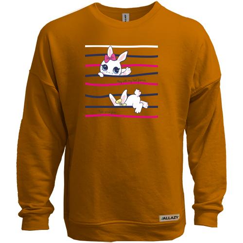 Свитшот без начеса с запутавшимися зайцами