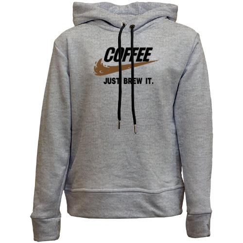 Детский худи без флиса Coffee  Just brew it