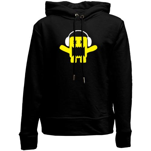 Детский худи без флиса Yellow monster in the headphones.