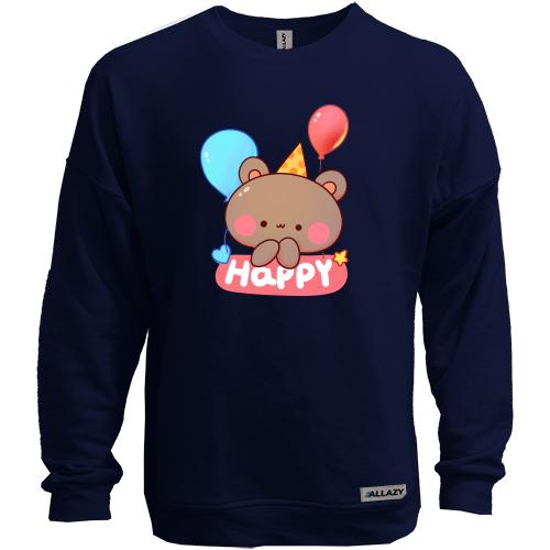 Світшот без начісу Bear Happy Birthday