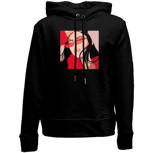 Дитячій худі без флісу Girl with red glasses art