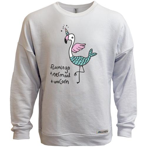Свитшот без начеса Flamingo + Mermaid + Unicorn