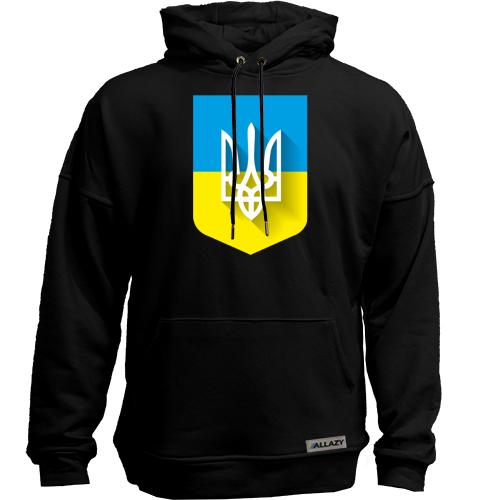 Худи без начісу з Тризубом на фоні українського прапора