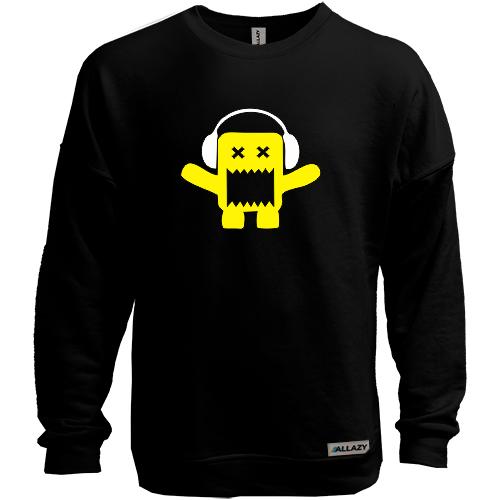Свитшот без начеса Yellow monster in the headphones.