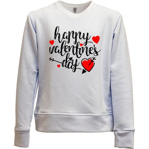 Детский свитшот без начеса с надписью Happy Valentine's Day