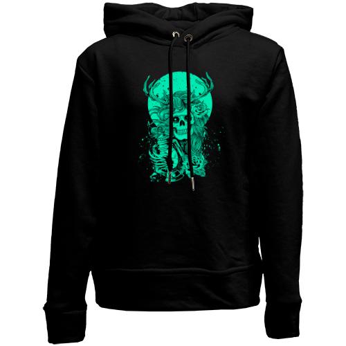 Дитячій худі без флісу Green moon and skull