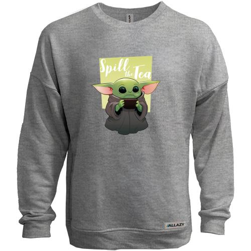 Свитшот без начеса Baby Yoda Spill the Tea