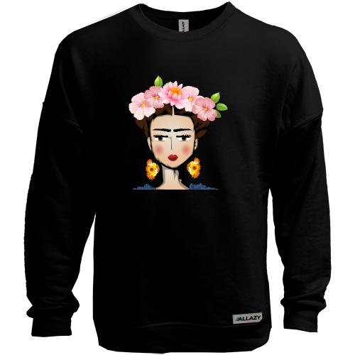 Свитшот без начеса Girl with pink flowers