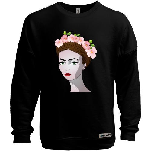 Свитшот без начеса Girl with pink flowers 1
