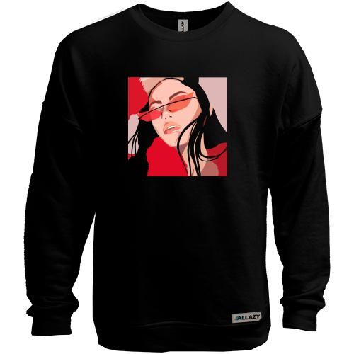 Свитшот без начеса Girl with red glasses art