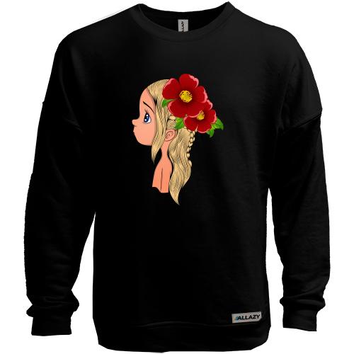 Світшот без начісу Baby with flowers 2