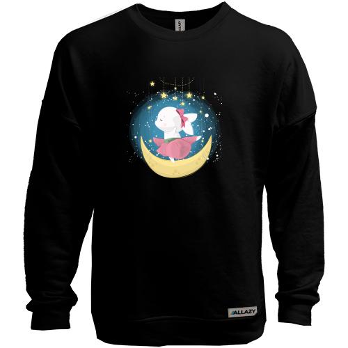 Свитшот без начеса Baby rabbit on the moon