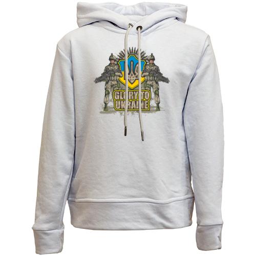 Детский худи без флиса Glory to Ukraine (солдаты)