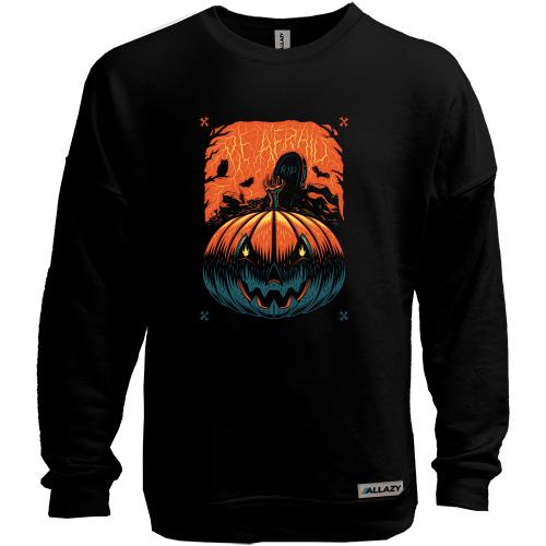 Світшот без начісу Halloween pumpkin. Be afraid