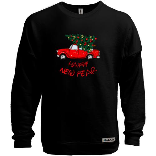 Світшот без начісу Happy Ney Year red car