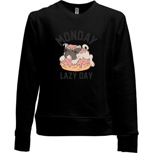 Детский свитшот без начеса Monday Lazy Day Собака