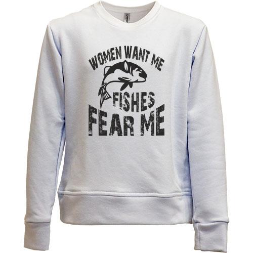 Дитячий світшот без начісу Women want me  Fish fear me