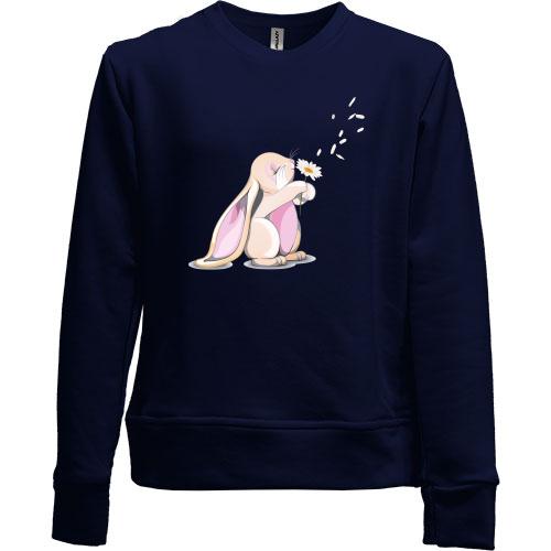 Детский свитшот без начеса Зайчонок с ромашкой