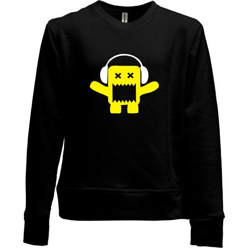 Детский свитшот без начеса Yellow monster in the headphones.