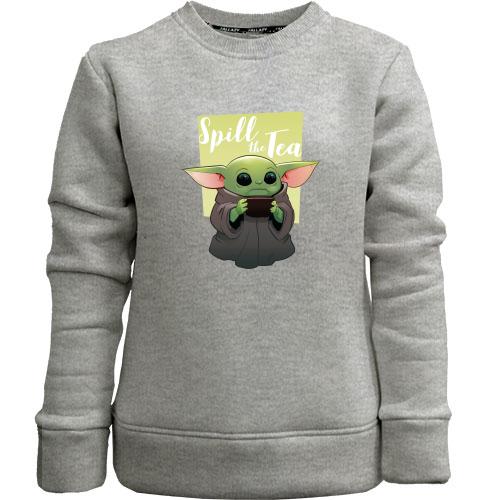 Детский свитшот без начеса Baby Yoda Spill the Tea