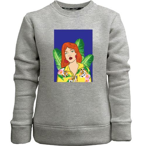 Дитячий світшот без начісу Redhead girl with leaves