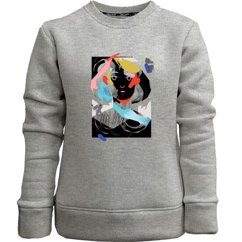Детский свитшот без начеса Woman portrait abstraction