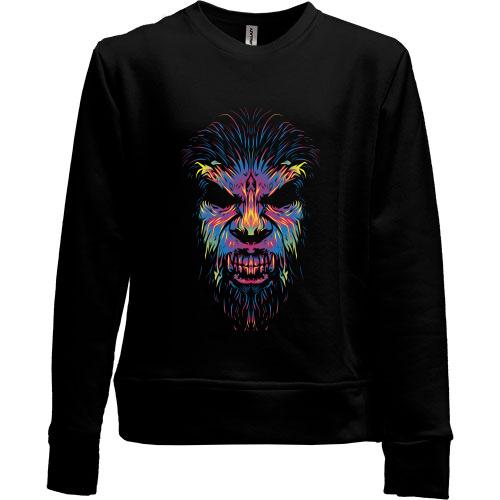 Детский свитшот без начеса Portrait with neon lines