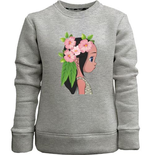 Дитячий світшот без начісу Baby with flowers 1