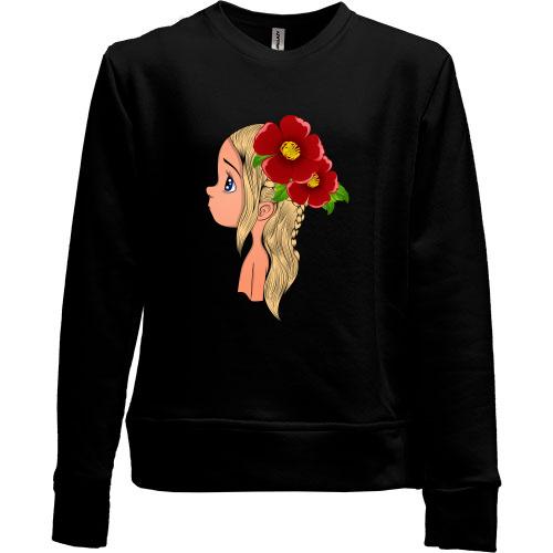 Детский свитшот без начеса Baby with flowers 2