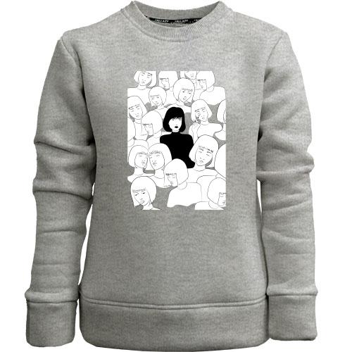 Дитячий світшот без начісу Black and white art girls