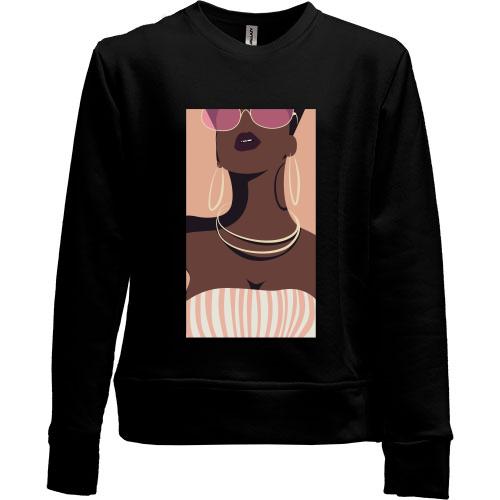 Дитячий світшот без начісу Black girl with glasses