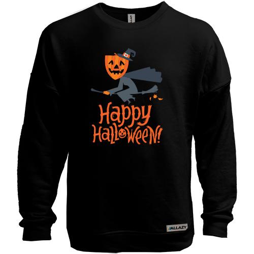 Світшот без начісу Відьма на мітлі - Happy Halloween