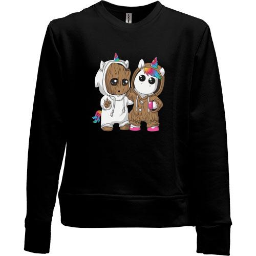 Дитячий світшот без начісу Baby groot and unicorn