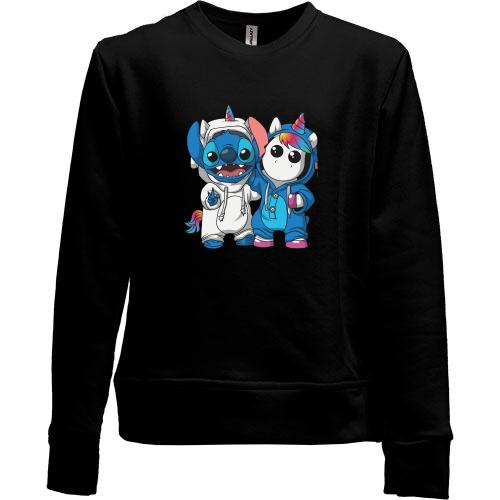 Детский свитшот без начеса Stitch and unicorn