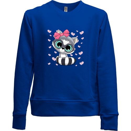 Детский свитшот без начеса Baby raccoon girl