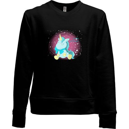 Дитячий світшот без начісу Baby unicorn blue