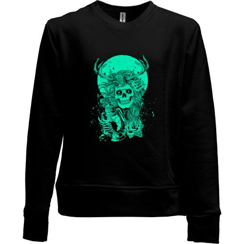 Дитячий світшот без начісу Green moon and skull
