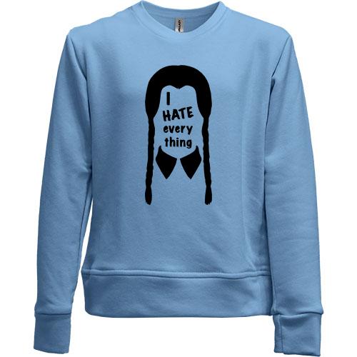 Детский свитшот без начеса Wednesday - I Hate Everything
