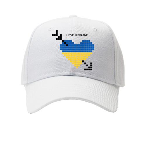 Дитяча кепка Love Ukraine (жовто-синє піксельне серце)