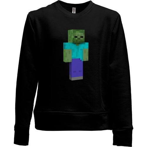 Детский свитшот без начеса Minecraft Зомби