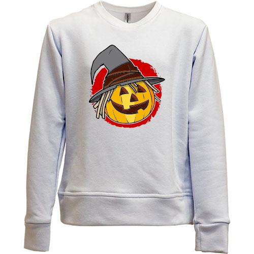 Детский свитшот без начеса Halloween Тыква в шляпе