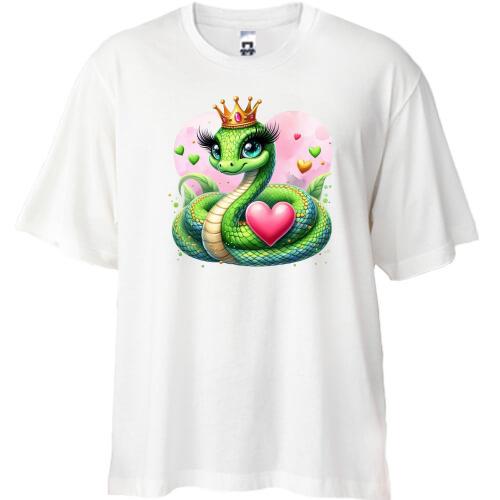Футболка Oversize Змея с сердечком