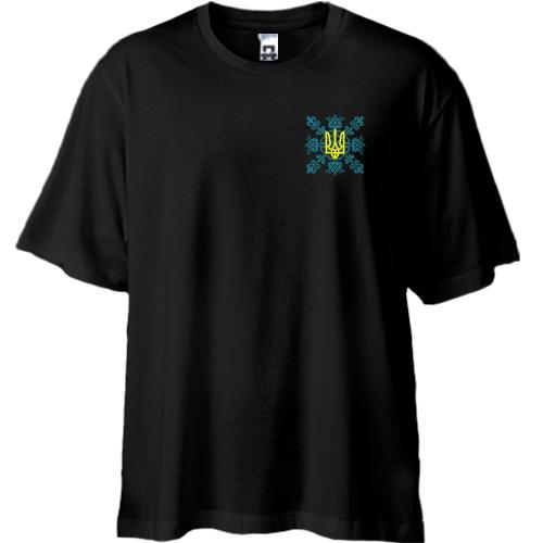 Футболка Oversize міні вишиванка з тризубом (2)