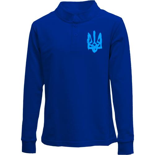 Детский лонгслив поло с гербом Украины (стилизованный под краску)