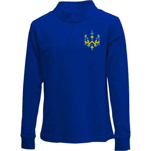 Дитячий лонгслів поло з піксельним гербом України (3)