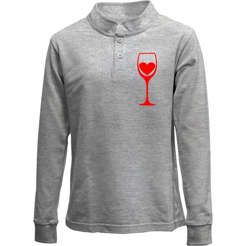 Дитячий лонгслів поло Wine is my heart
