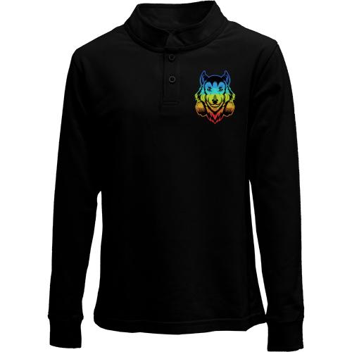 Дитячий лонгслів поло Rainbow Wolf