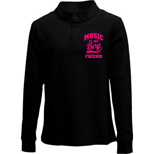 Дитячий лонгслів поло Music is my boyfriend